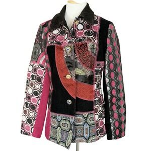 Mirror Image Womens Size M Blazer Wool Pink Patchwork Vintage 80s Jacket Classic